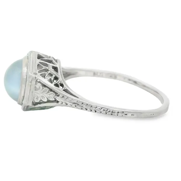 Moonstone 18K White Gold 1950's Estate Fashion Ring Image 2 Monarch Jewelry Winter Park, FL