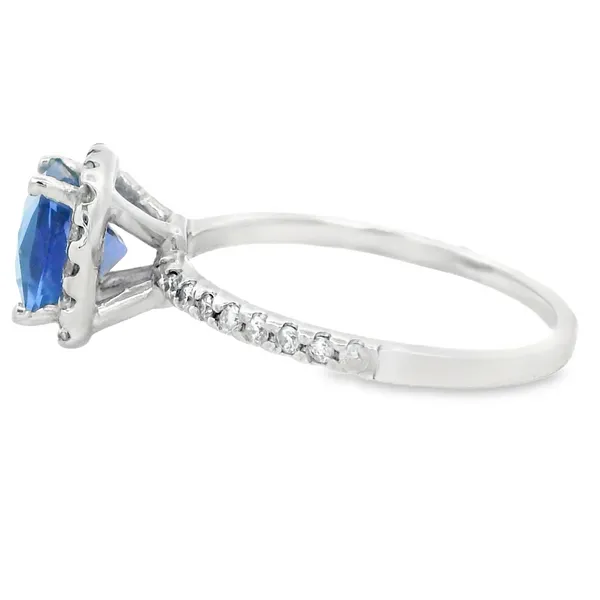 18K White Gold Tanzanite Halo Ring Image 2 Monarch Jewelry Winter Park, FL