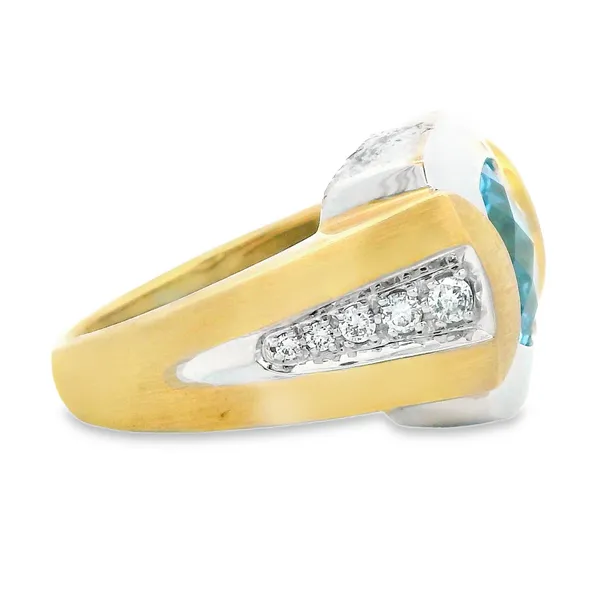 14K Yellow and White Gold Blue Topaz Bezel Ring Image 3 Monarch Jewelry Winter Park, FL