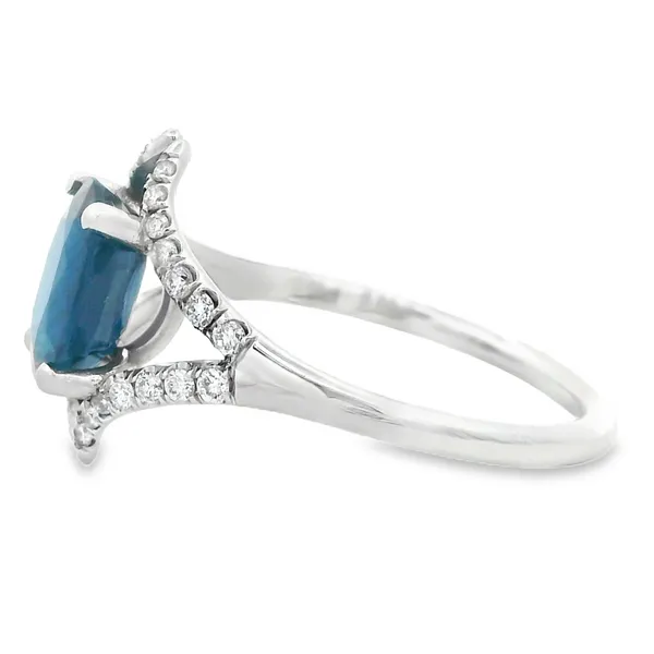 14K White Gold Blue Sapphire Split Shank Ring Image 2 Monarch Jewelry Winter Park, FL