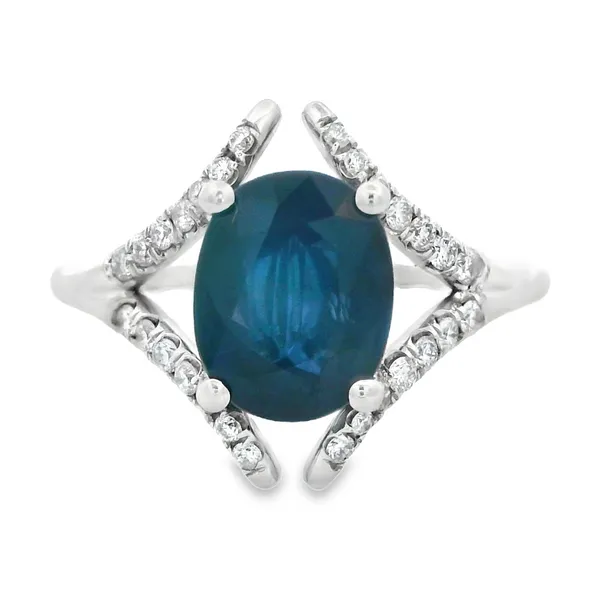 14K White Gold Blue Sapphire Split Shank Ring Monarch Jewelry Winter Park, FL