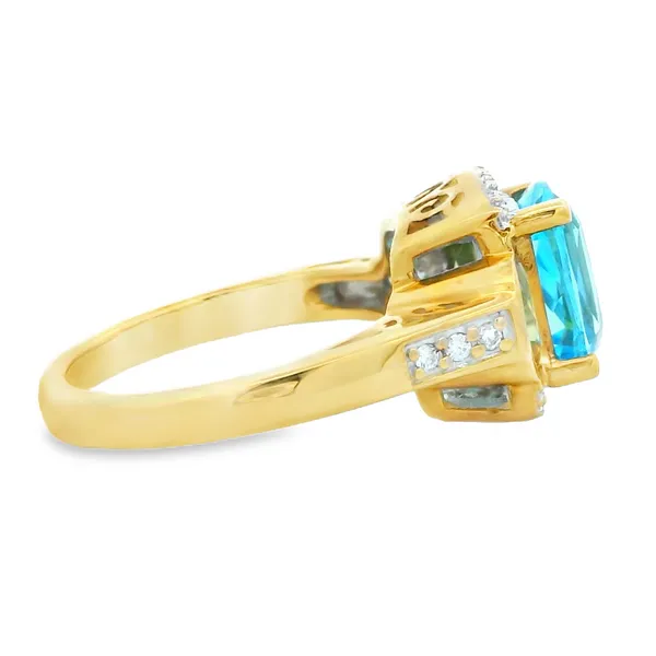 14K Yellow Gold Blue Topaz Peridot Diamond Fashion Ring Image 3 Monarch Jewelry Winter Park, FL