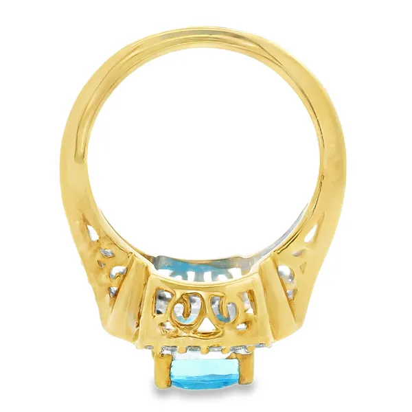 14K Yellow Gold Blue Topaz Peridot Diamond Fashion Ring Image 4 Monarch Jewelry Winter Park, FL