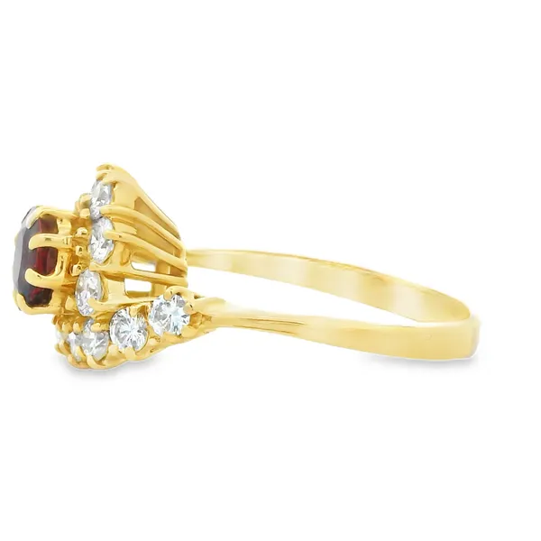 18K Yellow Gold Ruby Diamond Cluster Ring Image 2 Monarch Jewelry Winter Park, FL
