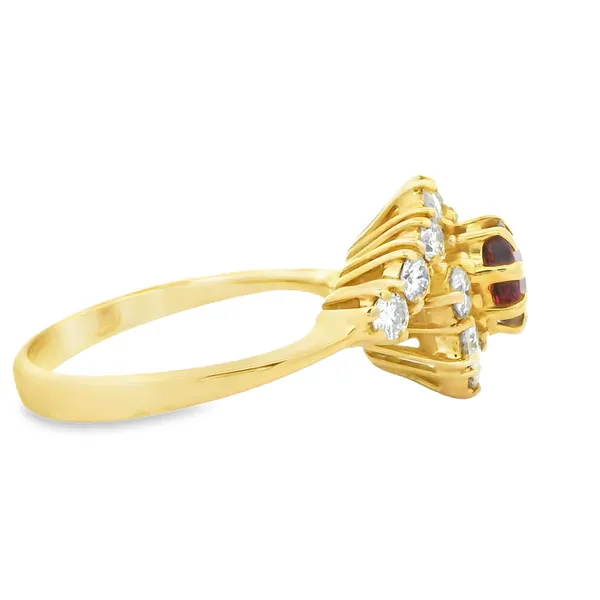 18K Yellow Gold Ruby Diamond Cluster Ring Image 3 Monarch Jewelry Winter Park, FL