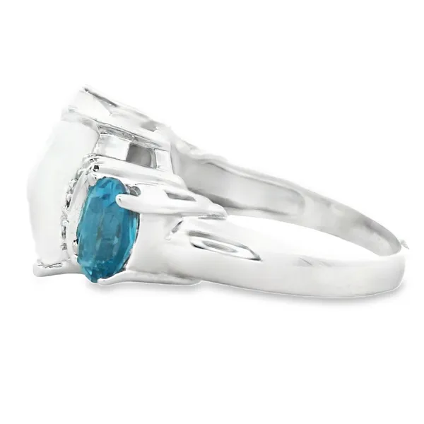 14K White Gold Moonstone and Topaz 3 Stone Ring Image 2 Monarch Jewelry Winter Park, FL