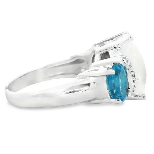 14K White Gold Moonstone and Topaz 3 Stone Ring Image 3 Monarch Jewelry Winter Park, FL