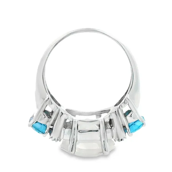 14K White Gold Moonstone and Topaz 3 Stone Ring Image 4 Monarch Jewelry Winter Park, FL