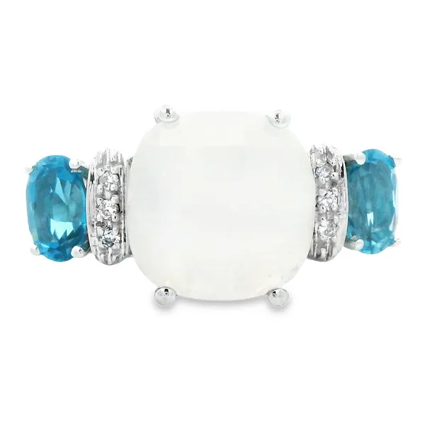 14K White Gold Moonstone and Topaz 3 Stone Ring Monarch Jewelry Winter Park, FL