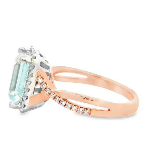 14K Rose Gold Aquamarine Diamond Aquarius Ring Image 3 Monarch Jewelry Winter Park, FL