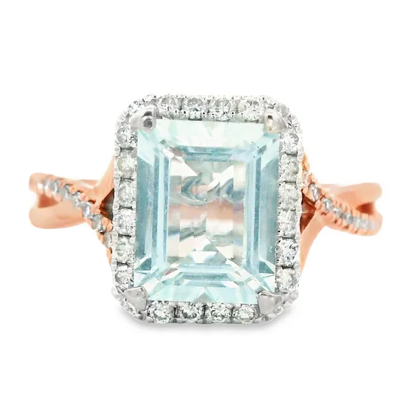 14K Rose Gold Aquamarine Diamond Aquarius Ring Monarch Jewelry Winter Park, FL