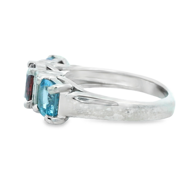 Platinum Ruby Aquamarine Ring Image 3 Monarch Jewelry Winter Park, FL