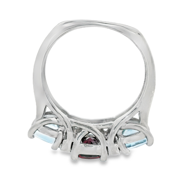 Platinum Ruby Aquamarine Ring Image 5 Monarch Jewelry Winter Park, FL