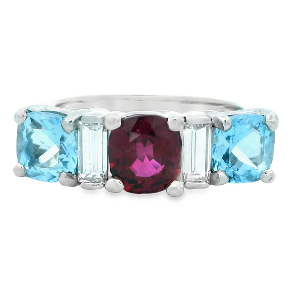 Platinum Ruby Aquamarine Ring Monarch Jewelry Winter Park, FL
