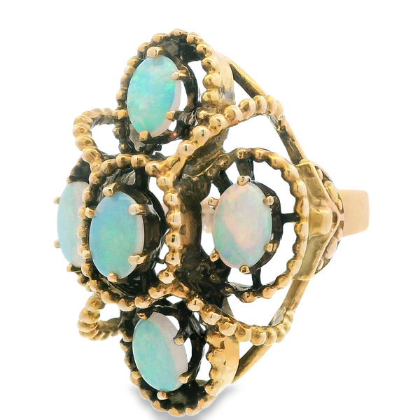 Vintage Opal & Diamond Cluster Ring Image 2 Monarch Jewelry Winter Park, FL