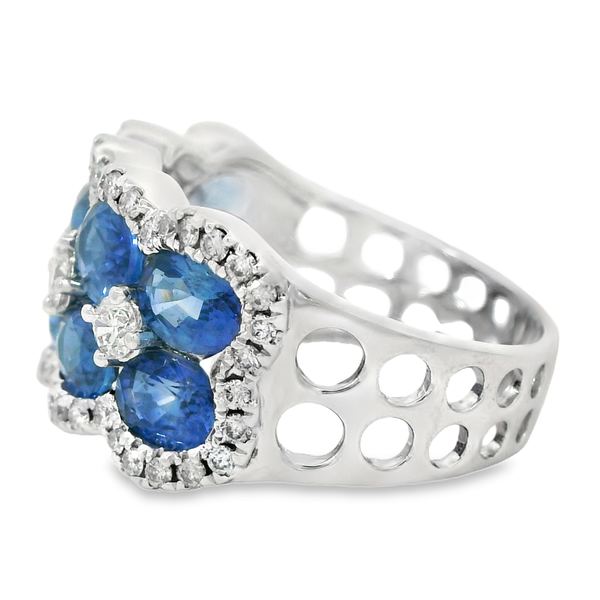 14K White Sapphire Diamond Estate Ring Image 3 Monarch Jewelry Winter Park, FL