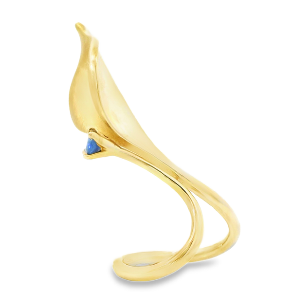 Sapphire Calla Lilly Yellow Gold Ring Image 2 Monarch Jewelry Winter Park, FL