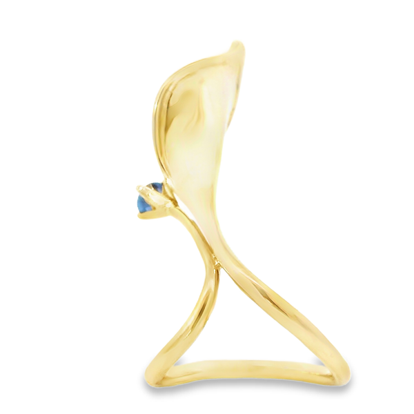 Sapphire Calla Lilly Yellow Gold Ring Image 3 Monarch Jewelry Winter Park, FL