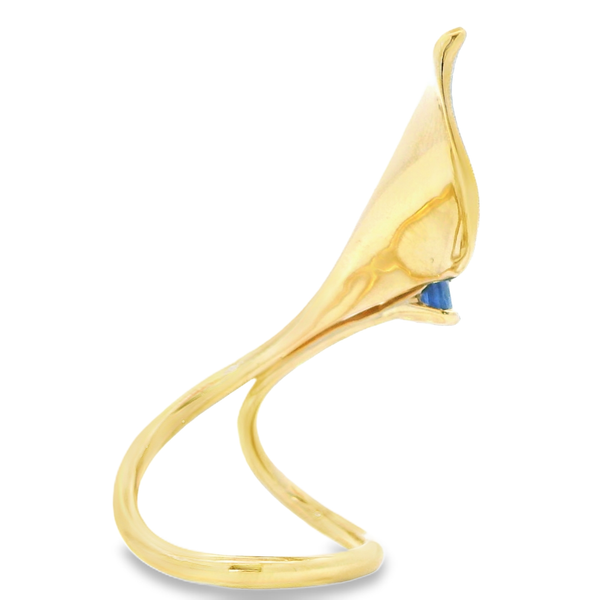 Sapphire Calla Lilly Yellow Gold Ring Image 4 Monarch Jewelry Winter Park, FL