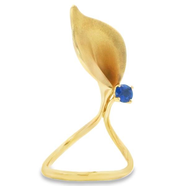 Sapphire Calla Lilly Yellow Gold Ring Image 5 Monarch Jewelry Winter Park, FL