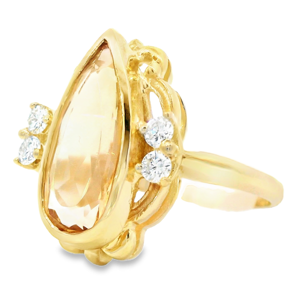 14K Yellow Topaz Diamond Bezel Ring Image 2 Monarch Jewelry Winter Park, FL