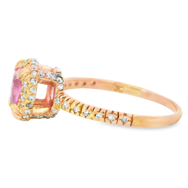 Pink Sapphire Halo Rose Gold Ring Image 3 Monarch Jewelry Winter Park, FL