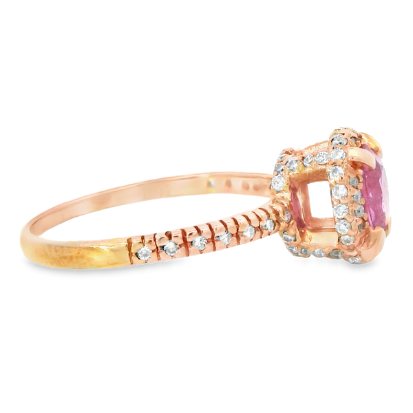 Pink Sapphire Halo Rose Gold Ring Image 4 Monarch Jewelry Winter Park, FL