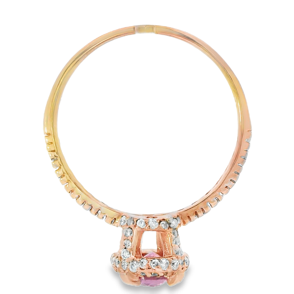 Pink Sapphire Halo Rose Gold Ring Image 5 Monarch Jewelry Winter Park, FL