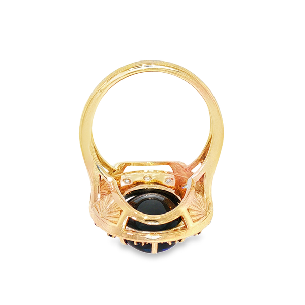 Black Opal, Sapphire, and Diamond Yellow Gold Fashion Ring Image 2 Monarch Jewelry Winter Park, FL