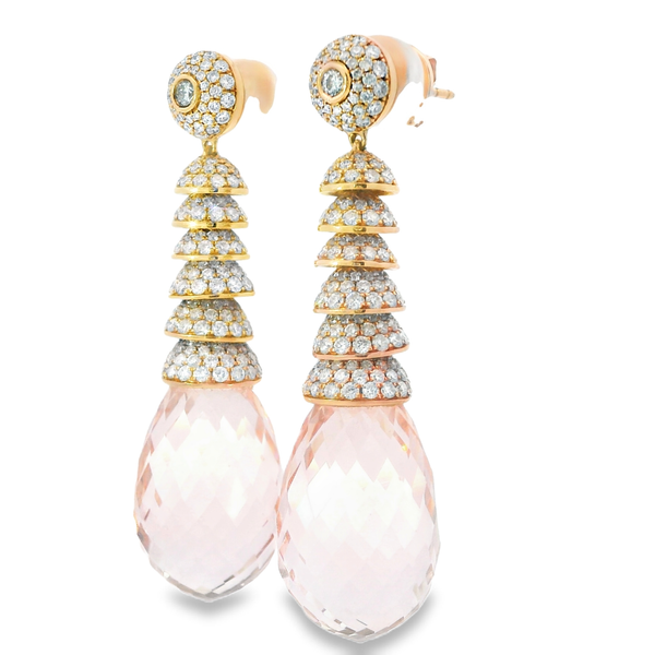 18K Rose Gold Morganite and Diamond Earrings Image 2 Monarch Jewelry Winter Park, FL