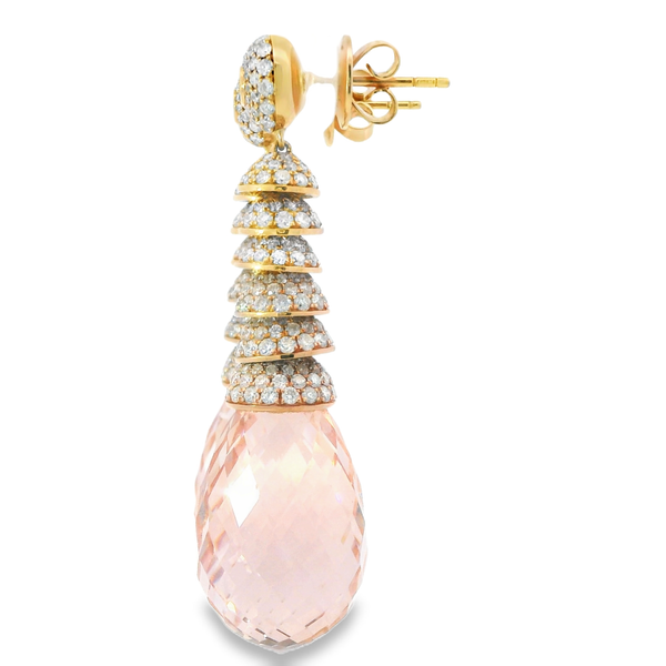 18K Rose Gold Morganite and Diamond Earrings Image 3 Monarch Jewelry Winter Park, FL