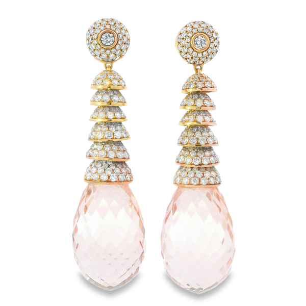 18K Rose Gold Morganite and Diamond Earrings Monarch Jewelry Winter Park, FL