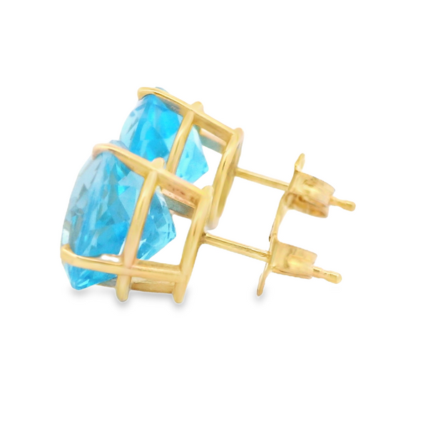 14K Yellow Gold Blue Topaz Post Earrings Image 3 Monarch Jewelry Winter Park, FL