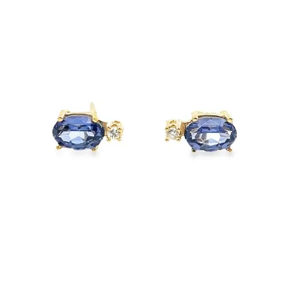 Oval Tanzanite friction post earring with diamond accents 210-00292 Monarch Jewelry Winter Park, FL
