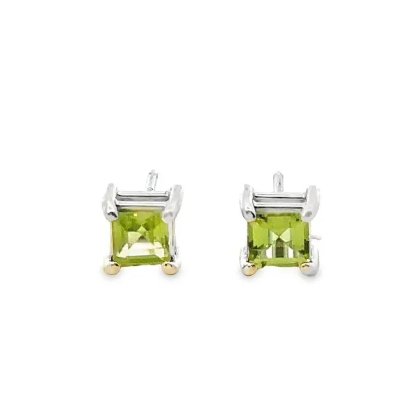 14KW Peridot Princess Cut Earrings  210-00307 Monarch Jewelry Winter Park, FL