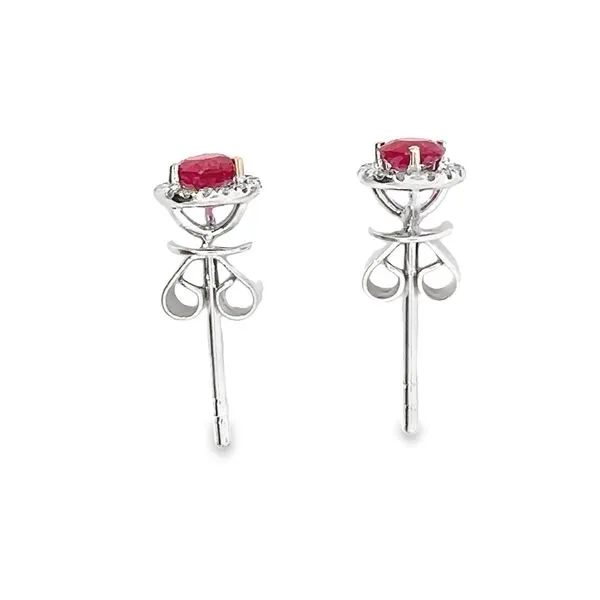 18K White Gold Ruby Diamond Halo Earrings Image 3 Monarch Jewelry Winter Park, FL