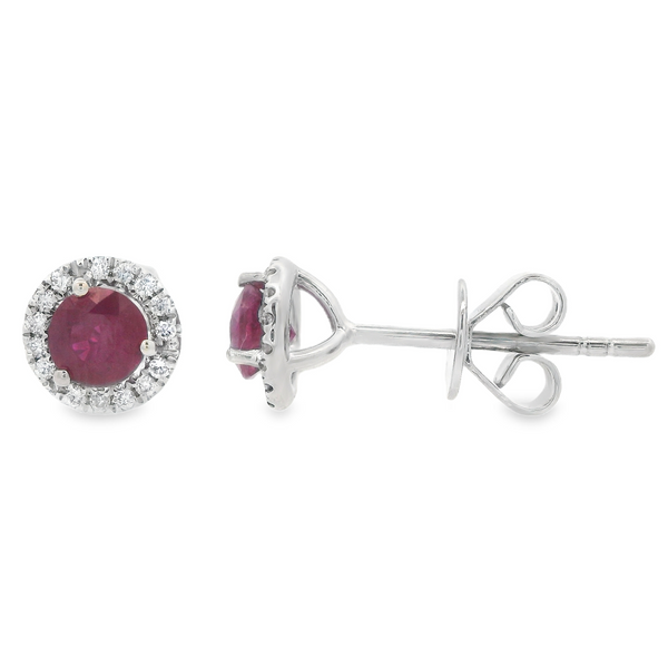 18 Karat White Gold Ruby and Diamond Earrings 210-00312 Monarch Jewelry Winter Park, FL