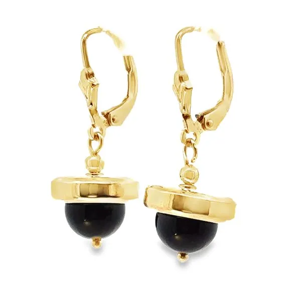 Black Onyx 14Karat Yellow Gold Earrings 210-00318 Image 2 Monarch Jewelry Winter Park, FL