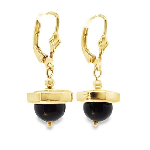 Black Onyx 14Karat Yellow Gold Earrings 210-00318 Image 3 Monarch Jewelry Winter Park, FL