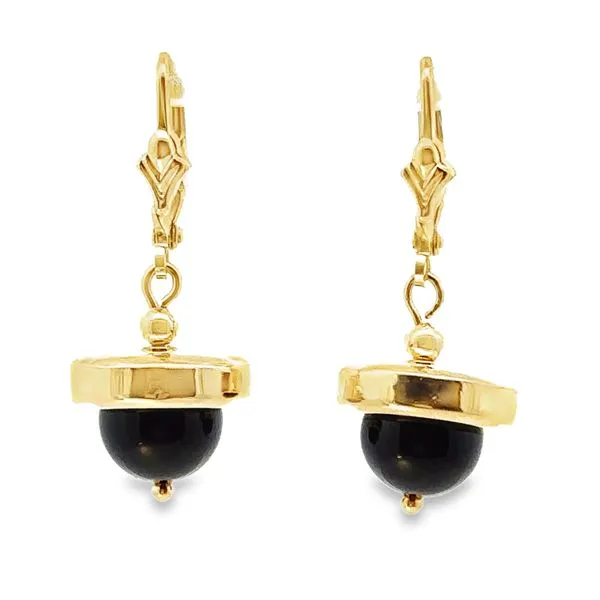 Black Onyx 14Karat Yellow Gold Earrings 210-00318 Monarch Jewelry Winter Park, FL