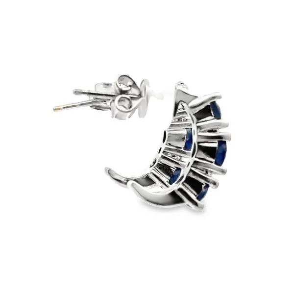 14K White Gold Sapphire and Diamond Friction Back Earrings Image 2 Monarch Jewelry Winter Park, FL