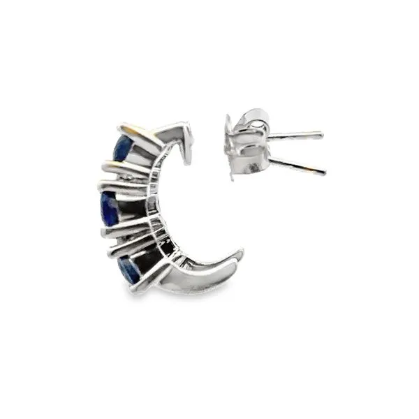14K White Gold Sapphire and Diamond Friction Back Earrings Image 4 Monarch Jewelry Winter Park, FL