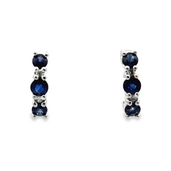 14K White Gold Sapphire and Diamond Friction Back Earrings Image 5 Monarch Jewelry Winter Park, FL