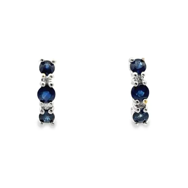 14K White Gold Sapphire and Diamond Friction Back Earrings Monarch Jewelry Winter Park, FL