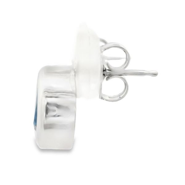 14K White Gold Sapphire Bezel Set Earrings Image 3 Monarch Jewelry Winter Park, FL