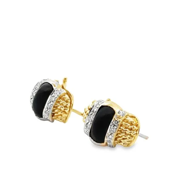 18K Yellow Gold Roberto Coin Black Coral Diamond Earrings Image 2 Monarch Jewelry Winter Park, FL