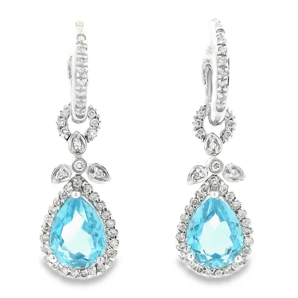 14K White Gold Topaz Hoop Earrings with Diamond Jackets Monarch Jewelry Winter Park, FL