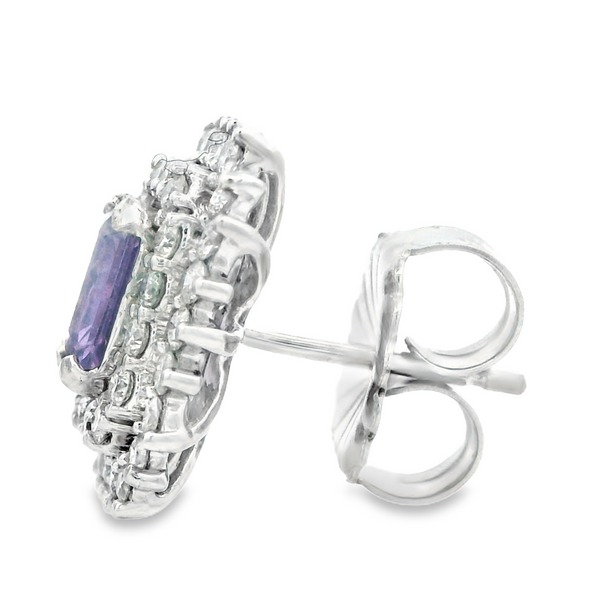 14K White Gold Sapphire and Diamond Fashion Earrings Image 3 Monarch Jewelry Winter Park, FL