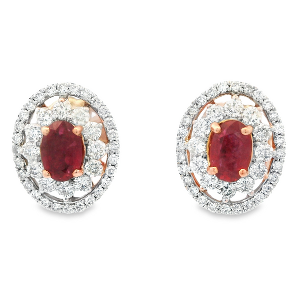 14K Yellow Gold Ruby and Diamond Fashion Earrings Image 3 Monarch Jewelry Winter Park, FL