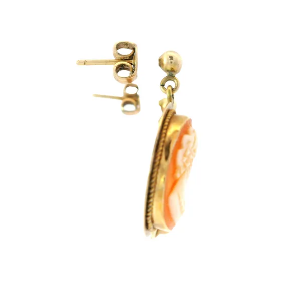 14K Yellow Gold Retro Cameo Dangling Earrings Image 5 Monarch Jewelry Winter Park, FL